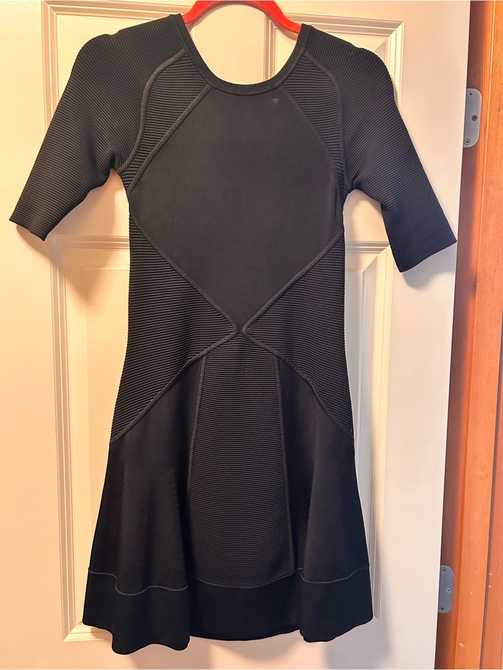 A.L.C Black Textured Fit-and-Flare Dress